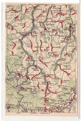 60284 WONA Landkarten Ak Glashütte, Liebstadt, Altenberg, Zinnwald usw. um 1930