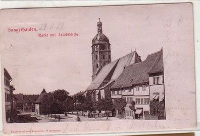 59939 Präge Ak Sangerhausen Markt mit Jacobikirche 1902