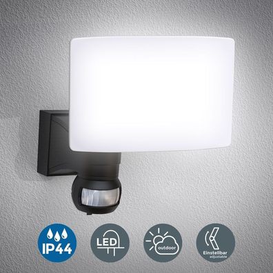 LED Außenleuchte Wand-Leuchte Bewegungsmelder 20W Hausbeleuchtung Sensor IP44 Schwarz