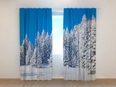 Fotogardinen "Wald im Winter" Vorhang mit 3D Fotodruck, Maßanfertigung