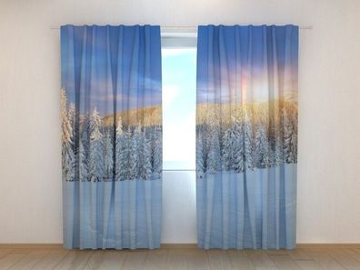 Fotogardinen "Sonnenaufgang im Winter" Vorhang mit 3D Fotodruck, Maßanfertigung