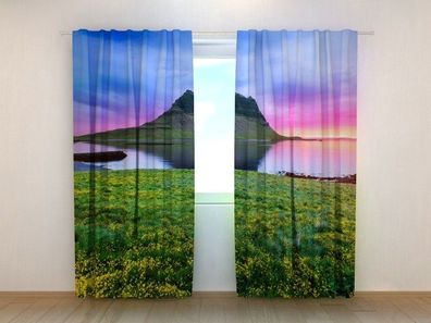 Fotogardinen "Sonnenuntergang in Island" Vorhang mit 3D Fotodruck, Maßanfertigung