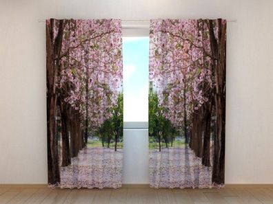 Fotogardinen "Blütezeit im Park" Vorhang mit 3D Fotodruck, Maßanfertigung