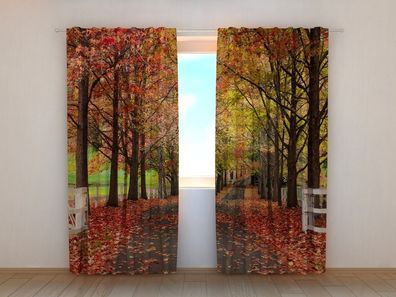 Fotogardinen "Roter Blätterfall" Vorhang mit 3D Fotodruck, Maßanfertigung