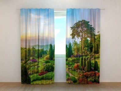 Fotogardinen "Schöner Garten" Vorhang mit 3D Fotodruck, Maßanfertigung