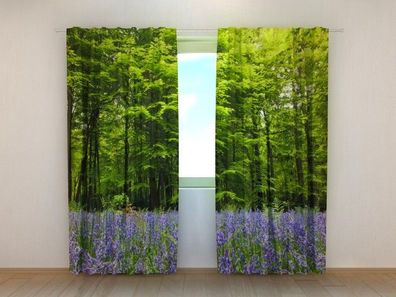 Fotogardinen "Lavendelfeld im Wald" Vorhang mit 3D Fotodruck, Maßanfertigung