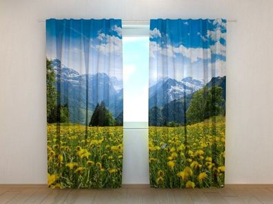 Fotogardinen "Alpen im Sommer" Vorhang mit 3D Fotodruck, Maßanfertigung
