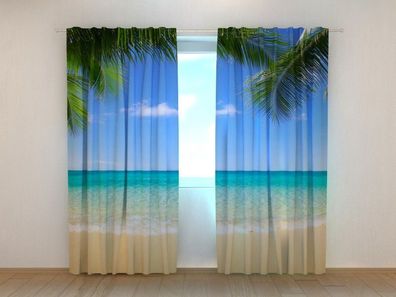 Fotogardinen "Strand im Sommer" Vorhang mit 3D Fotodruck, Maßanfertigung
