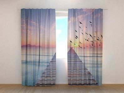 Fotogardinen "Sonnenaufgang am Meer 2" Vorhang mit 3D Fotodruck, Maßanfertigung