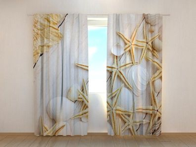 Fotogardinen "Seesterne" Vorhang mit 3D Fotodruck, Maßanfertigung