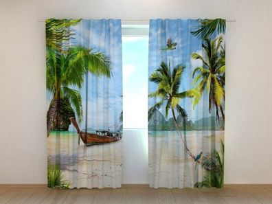 Fotogardinen "Pirateninsel" Vorhang mit 3D Fotodruck, Maßanfertigung