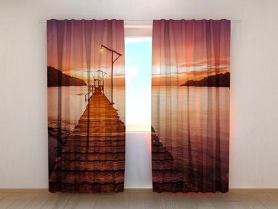Fotogardinen "Pfad ins Meer" Vorhang mit 3D Fotodruck, Maßanfertigung