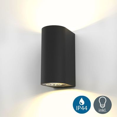 LED Außenleuchte Außenwandleuchte IP44 Wand-Spot Strahler Lampe Bad GU10 Schwarz