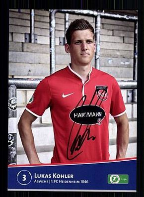 Lukas Kohler 1. FC Heidenheim 2013-14 Autogrammkarte + A53549