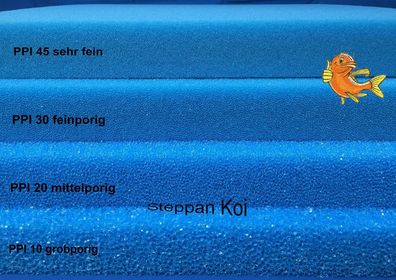 Filterschaum Filtermatte 100 X 100 X 5 cm grob, mittel, feinporig Koi Teich
