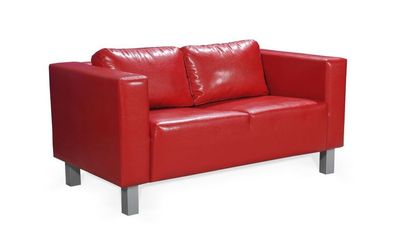 Sofa Designersofa Mailand 2-Sitzer in Kunstleder Rot