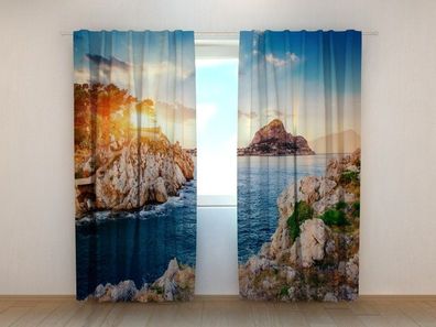 Fotogardinen "Schöne Sizilien" Vorhang mit 3D Fotodruck, Maßanfertigung