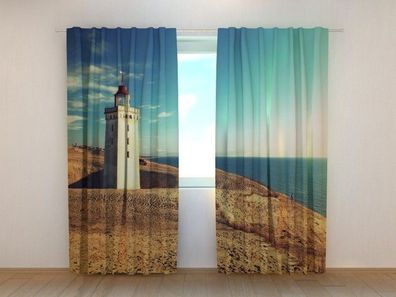 Fotogardinen "Leuchtturm in Dänemark" Vorhang mit 3D Fotodruck, Maßanfertigung