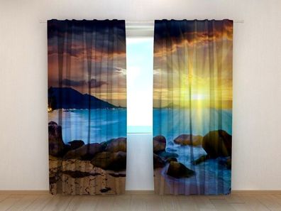 Fotogardinen "Illusion am Meer" Vorhang mit 3D Fotodruck, Maßanfertigung