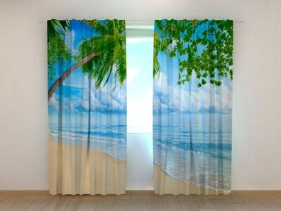 Fotogardinen "Sommerstrand" Vorhang mit 3D Fotodruck, Maßanfertigung
