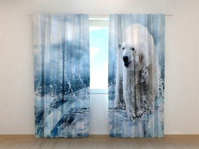 Fotogardinen "Eisbär" Vorhang mit 3D Fotodruck, Maßanfertigung