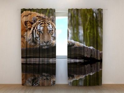 Fotogardinen "Weisheit des Tigers" Vorhang mit 3D Fotodruck, Maßanfertigung