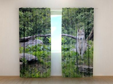 Fotogardinen "Der Wolf" Vorhang mit 3D Fotodruck, Maßanfertigung