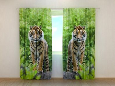 Fotogardinen "Zwei Tiger" Vorhang mit 3D Fotodruck, Maßanfertigung