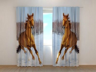 Fotogardinen "Pferde schnell wie der Wind" Vorhang mit 3D Fotodruck, Maßanfertigung