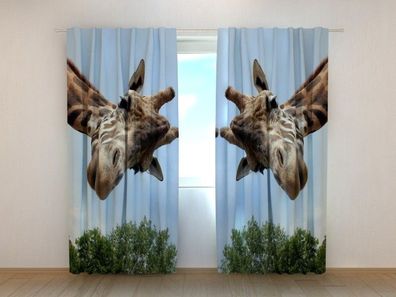 Fotogardinen "Giraffe" Vorhang mit 3D Fotodruck, Maßanfertigung
