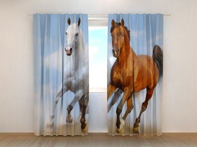 Fotogardinen "Pferde" Vorhang mit 3D Fotodruck, Maßanfertigung