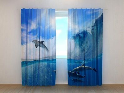 Fotogardinen "Delfine" Vorhang mit 3D Fotodruck, Maßanfertigung