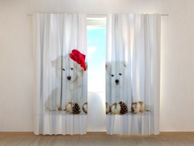 Fotogardinen "Weihnachtswelpen" Vorhang mit 3D Fotodruck, Maßanfertigung
