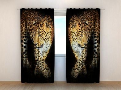 Fotogardinen "Schöner Jaguar" Vorhang mit 3D Fotodruck, Maßanfertigung