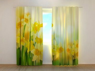 Fotogardinen "Gelbe Narzisse" Vorhang mit 3D Fotodruck, Maßanfertigung