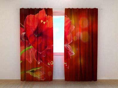 Fotogardinen "Roter Hibiskus" Vorhang mit 3D Fotodruck, Maßanfertigung