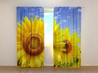 Fotogardinen "Sonnenblumen" Vorhang mit 3D Fotodruck, Maßanfertigung