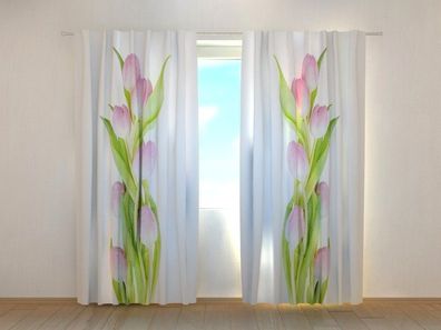 Fotogardinen "Erstaunliche rosa Tulpen" Vorhang mit 3D Fotodruck, Maßanfertigung