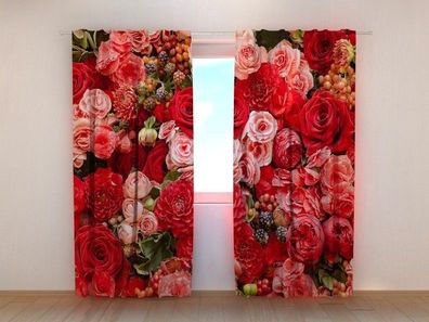 Fotogardinen "Magie der Rosenfarben" Vorhang mit 3D Fotodruck, Maßanfertigung