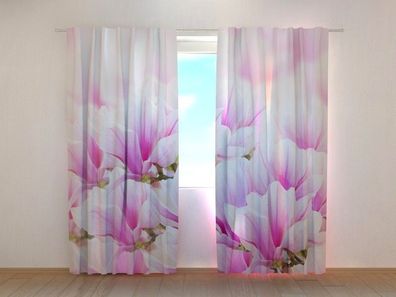 Fotogardinen "Zärtliche Magnolien" Vorhang mit 3D Fotodruck, Maßanfertigung