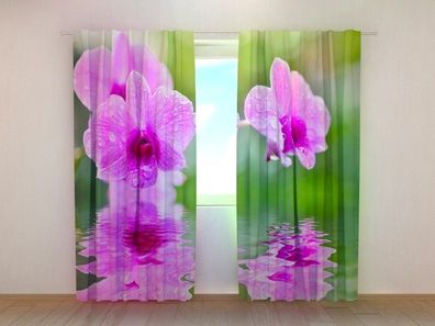 Fotogardinen "Drei Orchideen" Vorhang mit 3D Fotodruck, Maßanfertigung