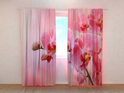 Fotogardinen "Rosa Orchideen" Vorhang mit 3D Fotodruck, Maßanfertigung