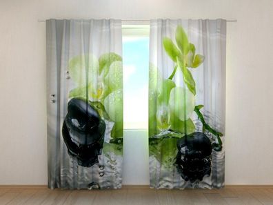 Fotogardinen "Pistazien Orchidee" Vorhang mit 3D Fotodruck, Maßanfertigung