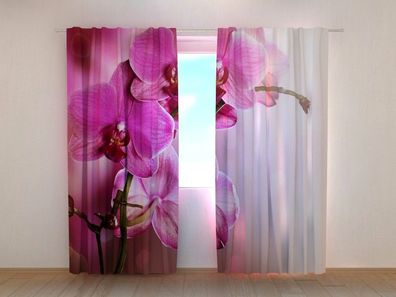 Fotogardinen "Lila Orchideen" Vorhang mit 3D Fotodruck, Maßanfertigung