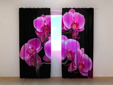 Fotogardinen "Orchideenzweig" Vorhang mit 3D Fotodruck, Maßanfertigung