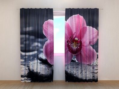 Fotogardinen "Orchideenzärtlichkeit" Vorhang mit 3D Fotodruck, Maßanfertigung