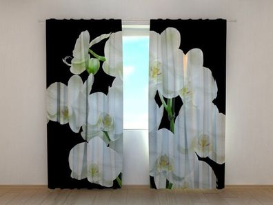 Fotogardinen "Yin-Yang Orchideen" Vorhang mit 3D Fotodruck, Maßanfertigung