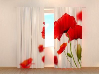 Fotogardinen "Rot und Weiss" Vorhang mit 3D Fotodruck, Maßanfertigung