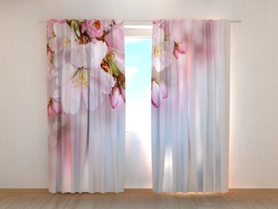 Fotogardinen "Frühlingszweig" Vorhang mit 3D Fotodruck, Maßanfertigung