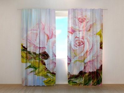 Fotogardinen "Rosen Zärtlichkeit" Vorhang mit 3D Fotodruck, Maßanfertigung
